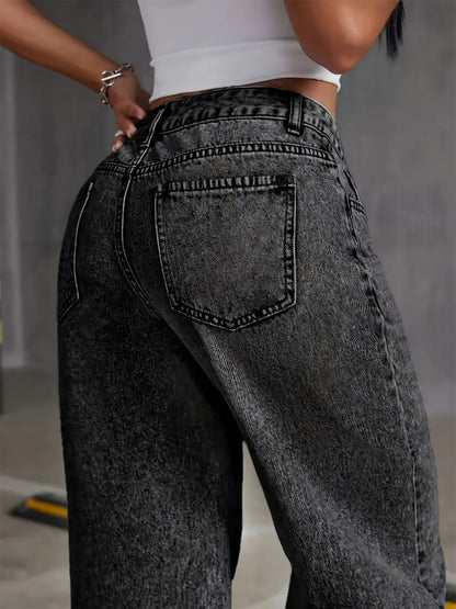 Kessoro women's high-waisted wide-leg jeans in a classic blue denim colourway