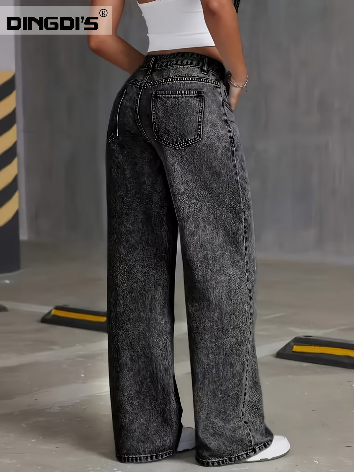 Kessoro women's high-waisted wide-leg jeans in a classic blue denim colourway
