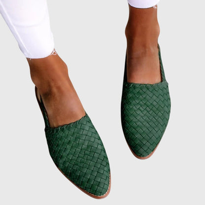 Women's woven pointed-toe slip-on flats in light brown, red, white, black, blue and green — Kessoro, image 4 of 8