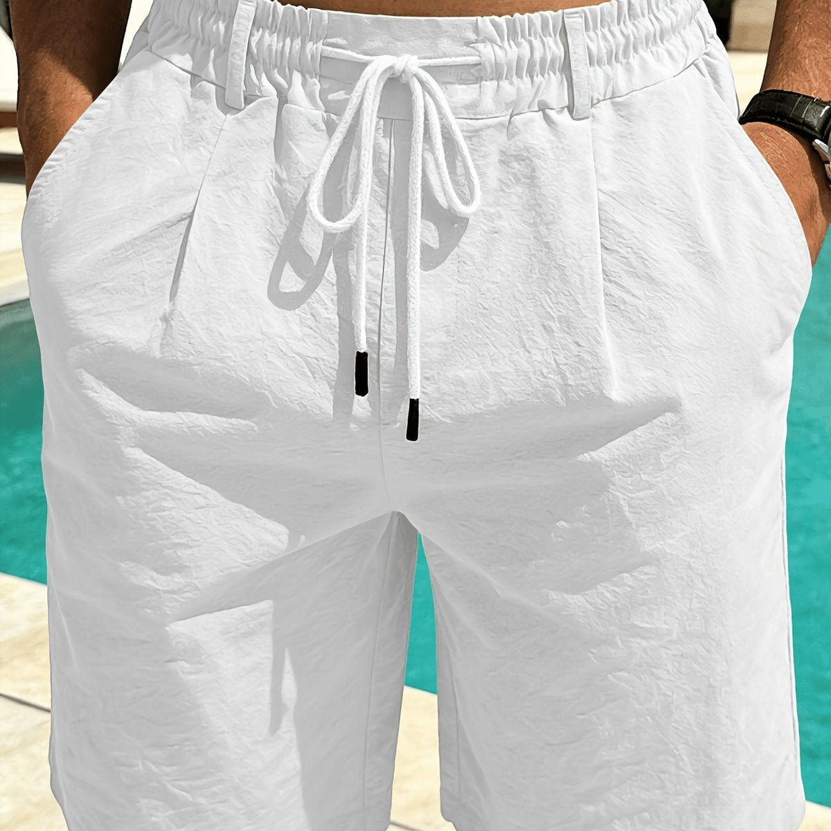 Kessoro men's relaxed-fit drawstring casual shorts in beige, royal blue, white, black and green