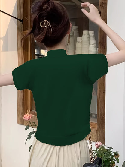 Kessoro women's short-sleeve mock-neck top in one of five colourways, view 20 of 29