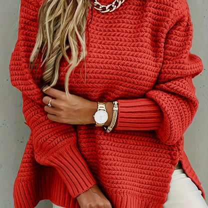 Kessoro women's textured high-low sweater in red, view 1 of 5