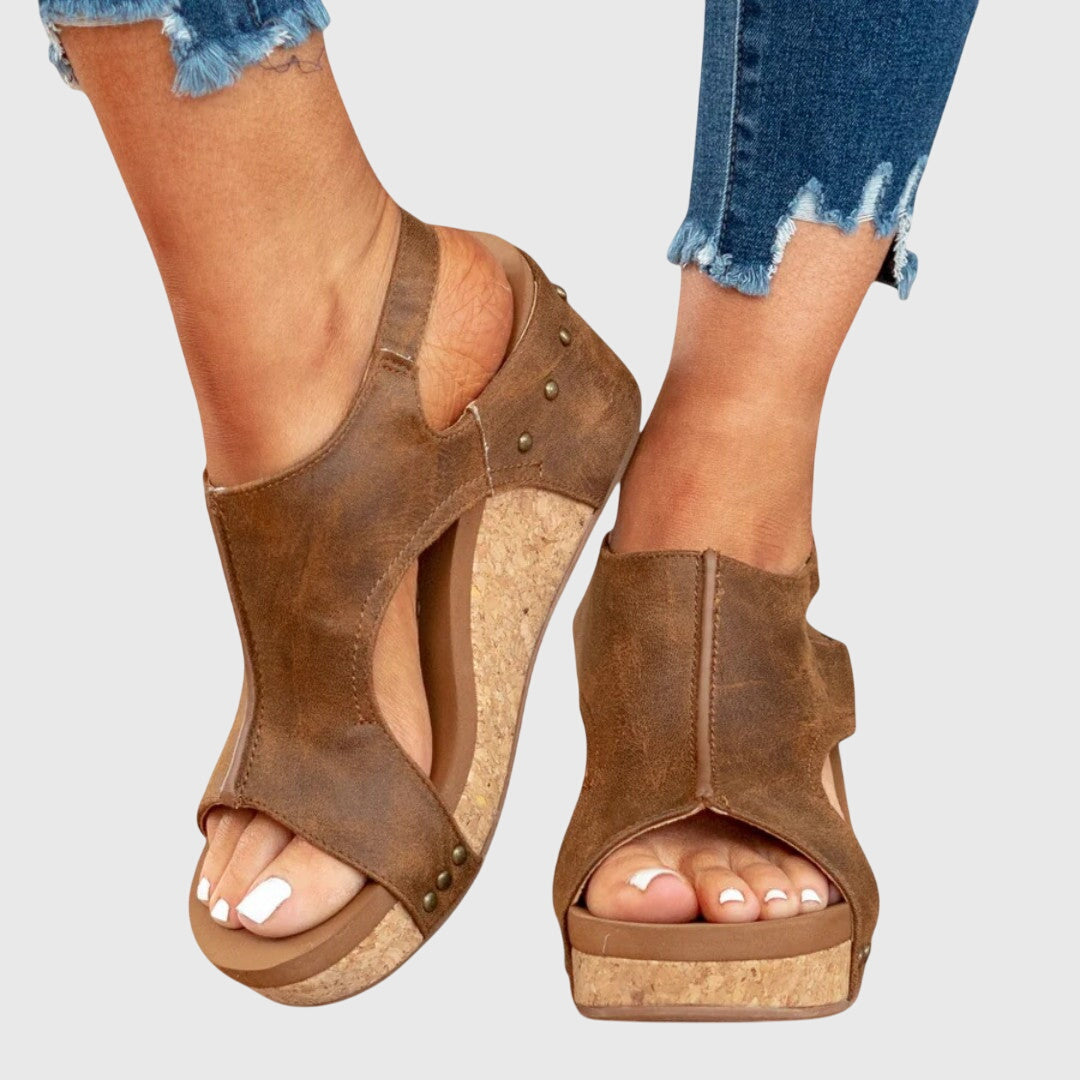 Kessoro women's open toe adjustable orthopedic wedge sandals in beige, black and brown