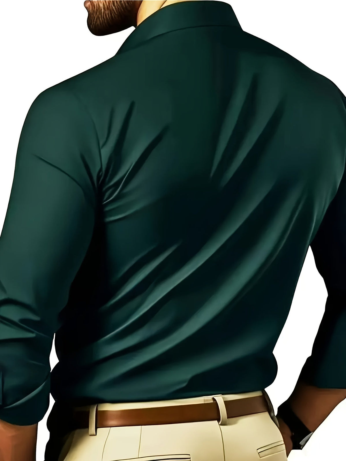 Kessoro Men's Refined Slim-Fit Dress Shirt in white, sky blue, black, dark green and light grey - men's apparel, view 22 of 32