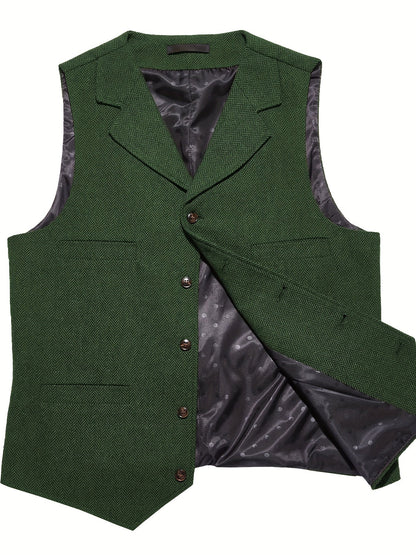 Kessoro Men's Refined Herringbone Tailored Waistcoat in black, coffee brown, royal blue, green and light brown - men's apparel, view 27 of 35
