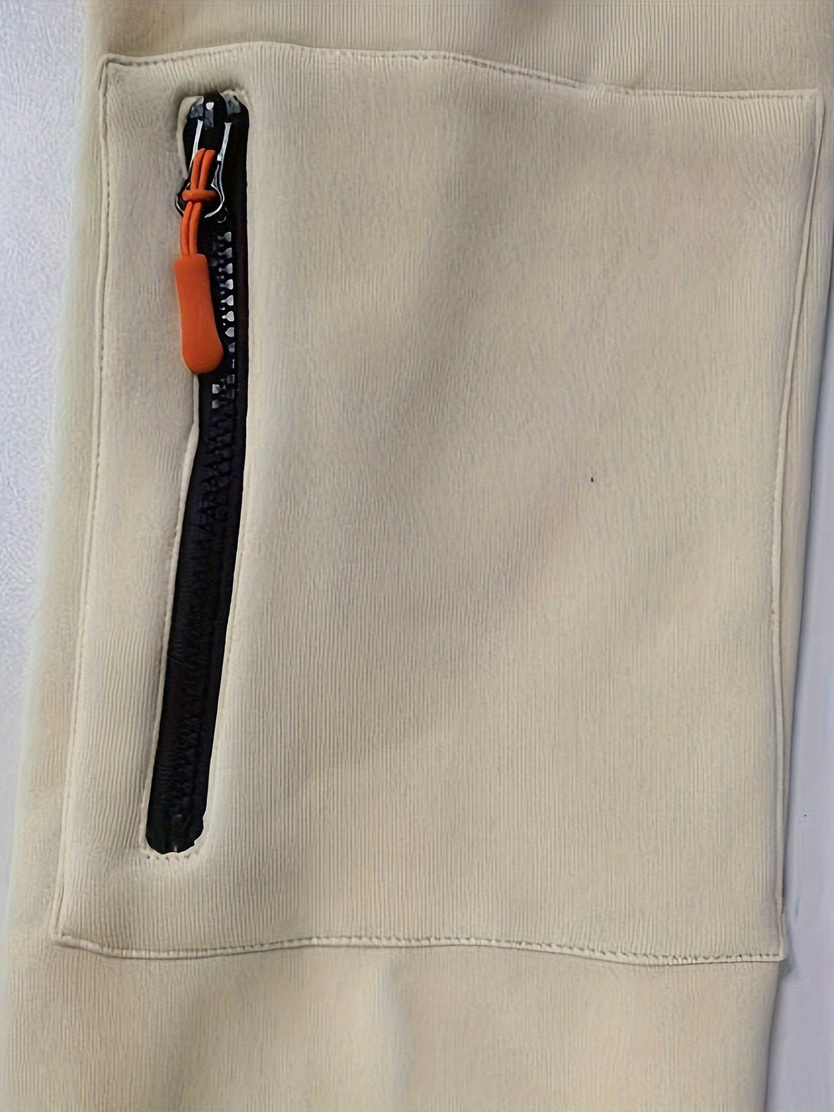 Men's utility quarter-zip hoodie in black, navy, khaki and burgundy with pocket detail, colour option 4 close-up view