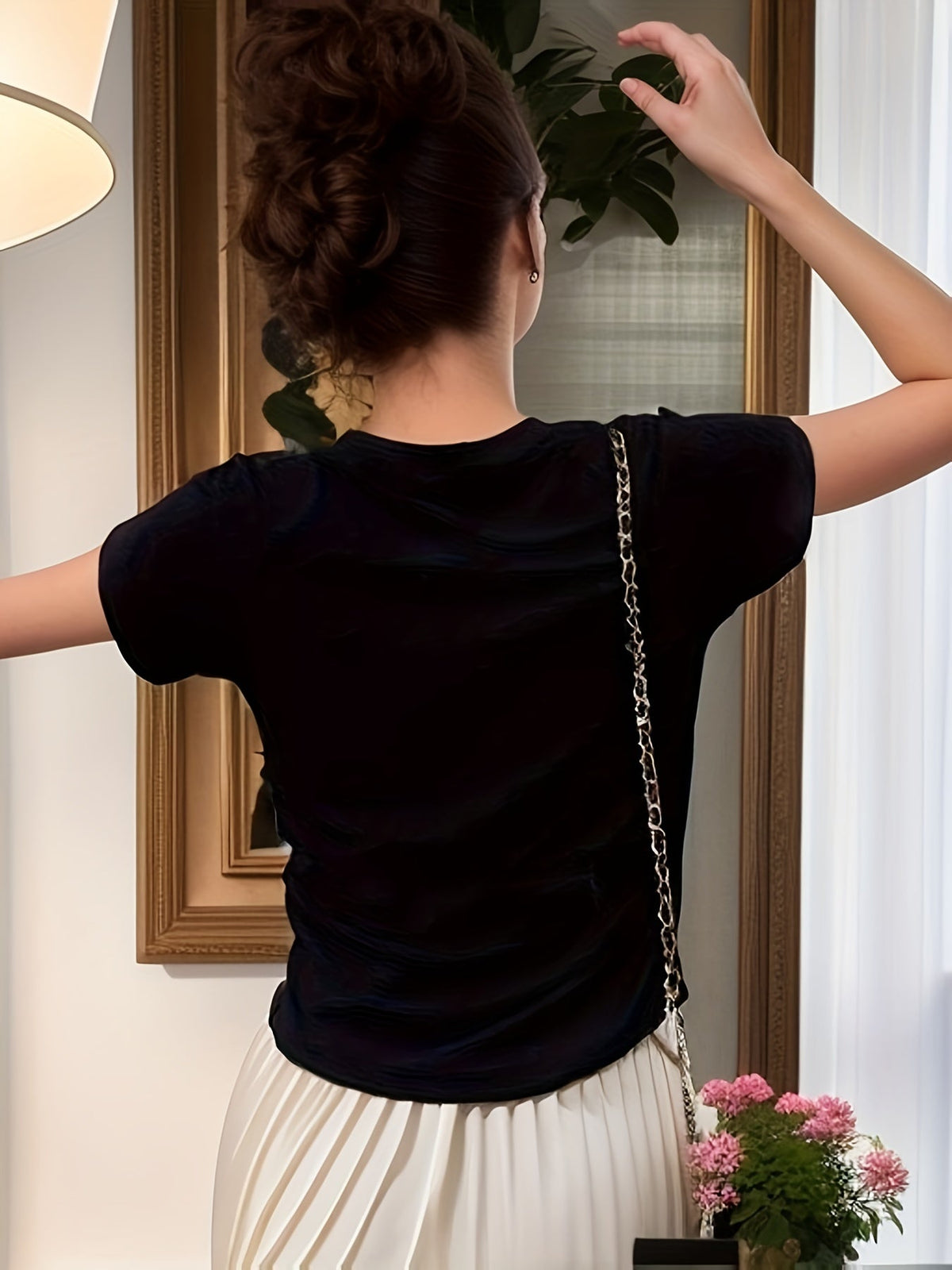 Kessoro women's short-sleeve mock-neck top in one of five colourways, view 2 of 29