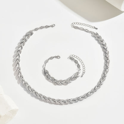 Kessoro women's rose gold and silver necklace and bracelet jewelry set
