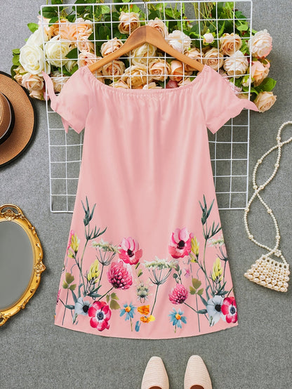 Kessoro women's floral off-shoulder bow-sleeve dress shown in white, black and pink colourways on a female model