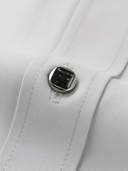 Kessoro Men's Refined Slim-Fit Dress Shirt in white, sky blue, black, dark green and light grey - men's apparel, view 29 of 32