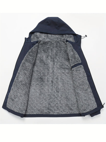 Kessoro men's fleece-lined full-zip hooded jacket in black and navy