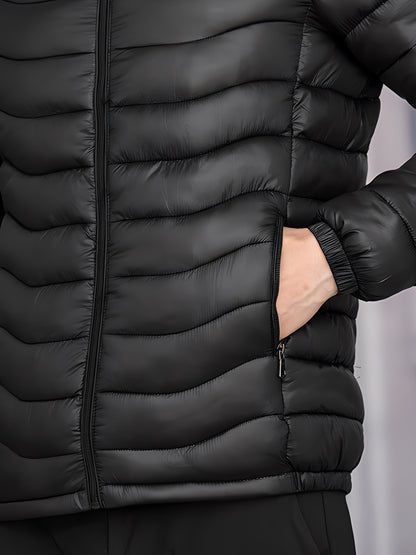 Kessoro Women's Hooded Quilted Puffer Jacket in black and grey, image 5 of 11.