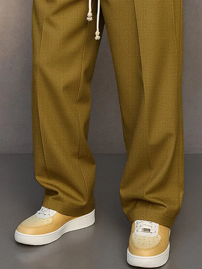 Kessoro men's relaxed drawstring waist casual trousers in khaki, gray, black, blue, light brown and light gray