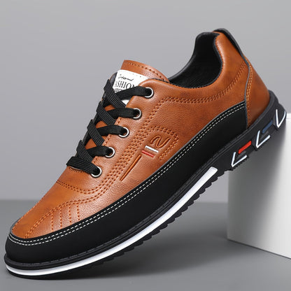 Men's refined cushioned lace-up dress shoes in orange, black and grey, view 8