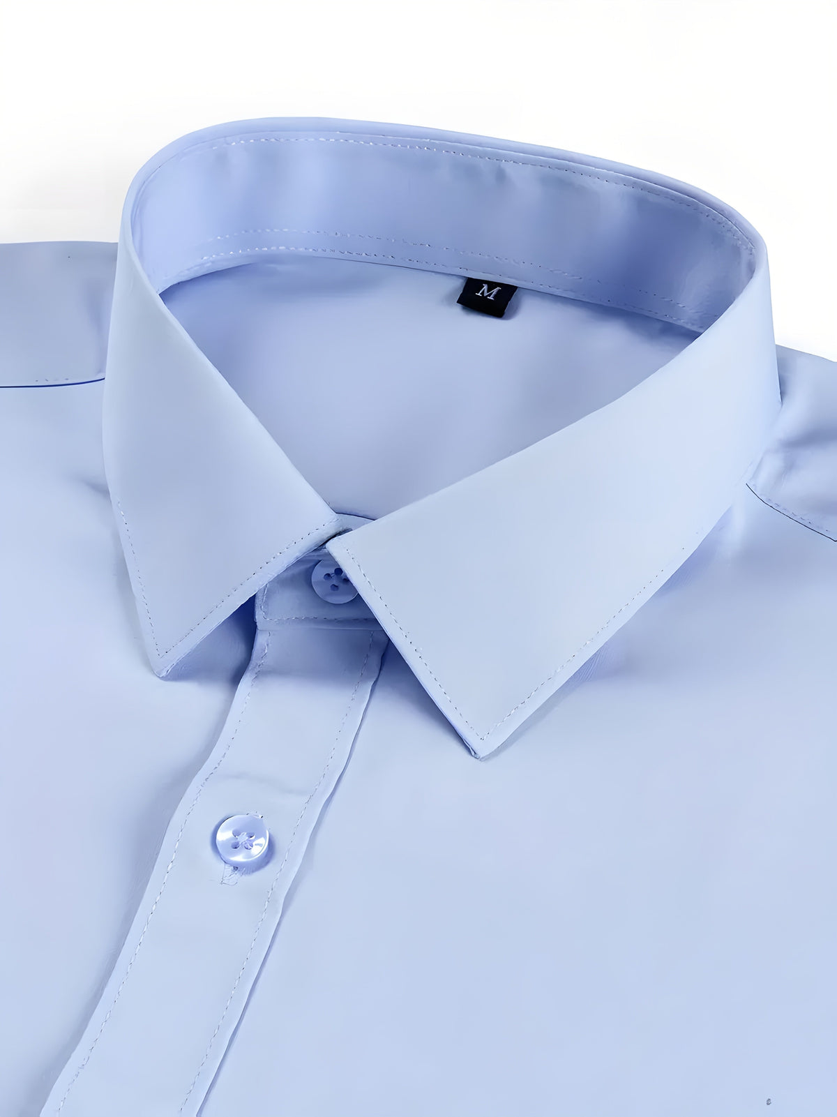 Kessoro men's tailored long-sleeve button-up dress shirt in black, white and light blue – view 7
