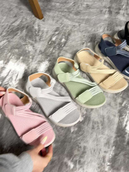 Women's adjustable strap cushioned comfort sandals in black, navy, grey, khaki, green and pink, view 17