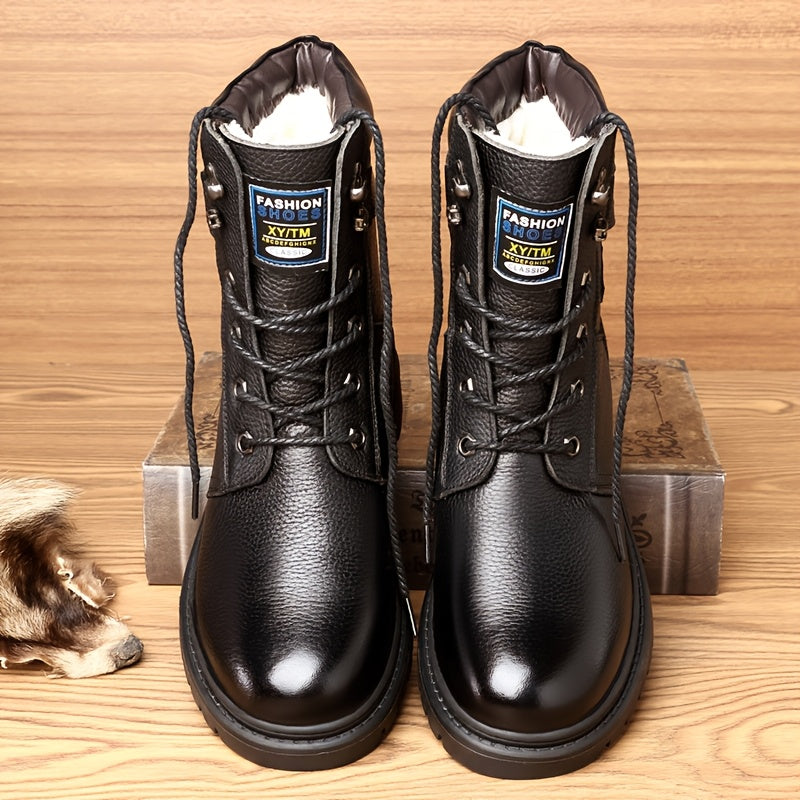 Kessoro men's insulated fleece-lined high-top cold-weather boots in black and brown