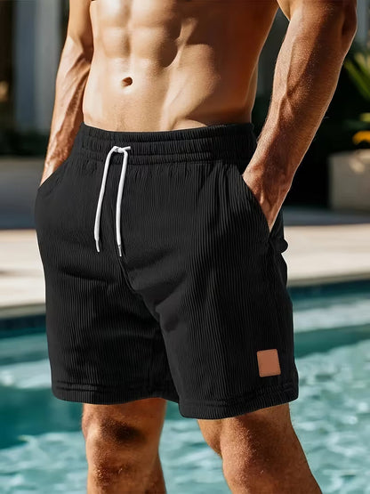 Kessoro men's casual corduroy jogger shorts in navy blue, pink, white, black, green and dark green