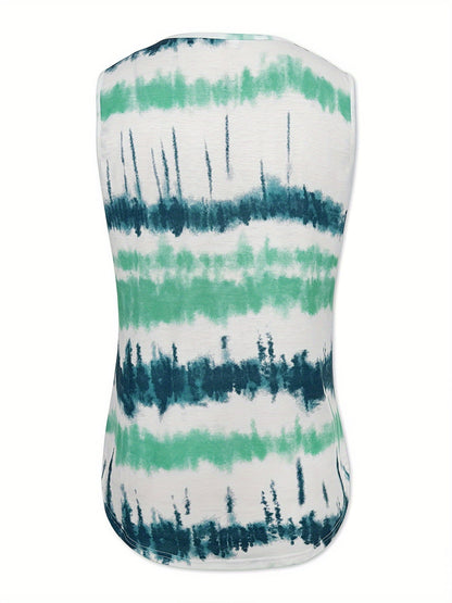 Women's flowy square-neck tank top in green, violet, vibrant blue and apricot — Kessoro, image 5 of 14
