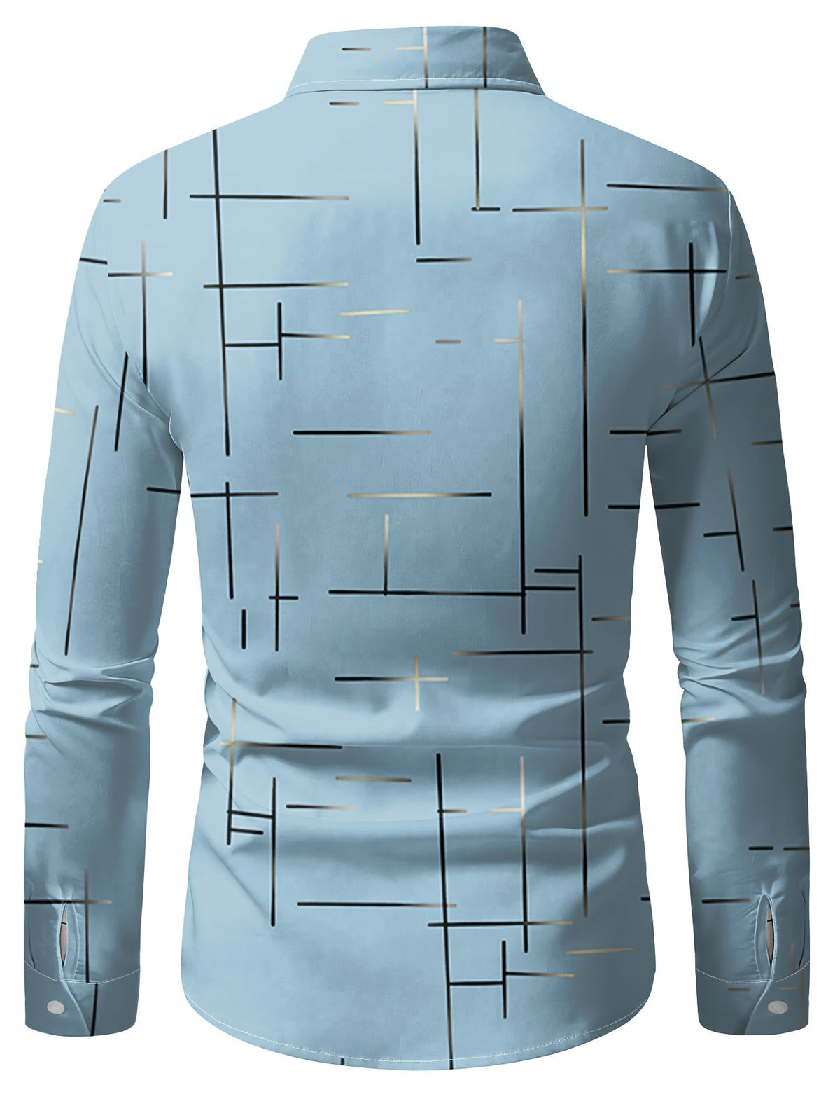 Men's line-print regular fit button-up shirt in navy, malachite green, orange yellow and pink, view 10