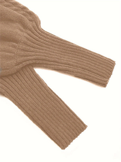 Kessoro women's textured cable-knit half-collar sweater in navy, black, dark grey, khaki and green