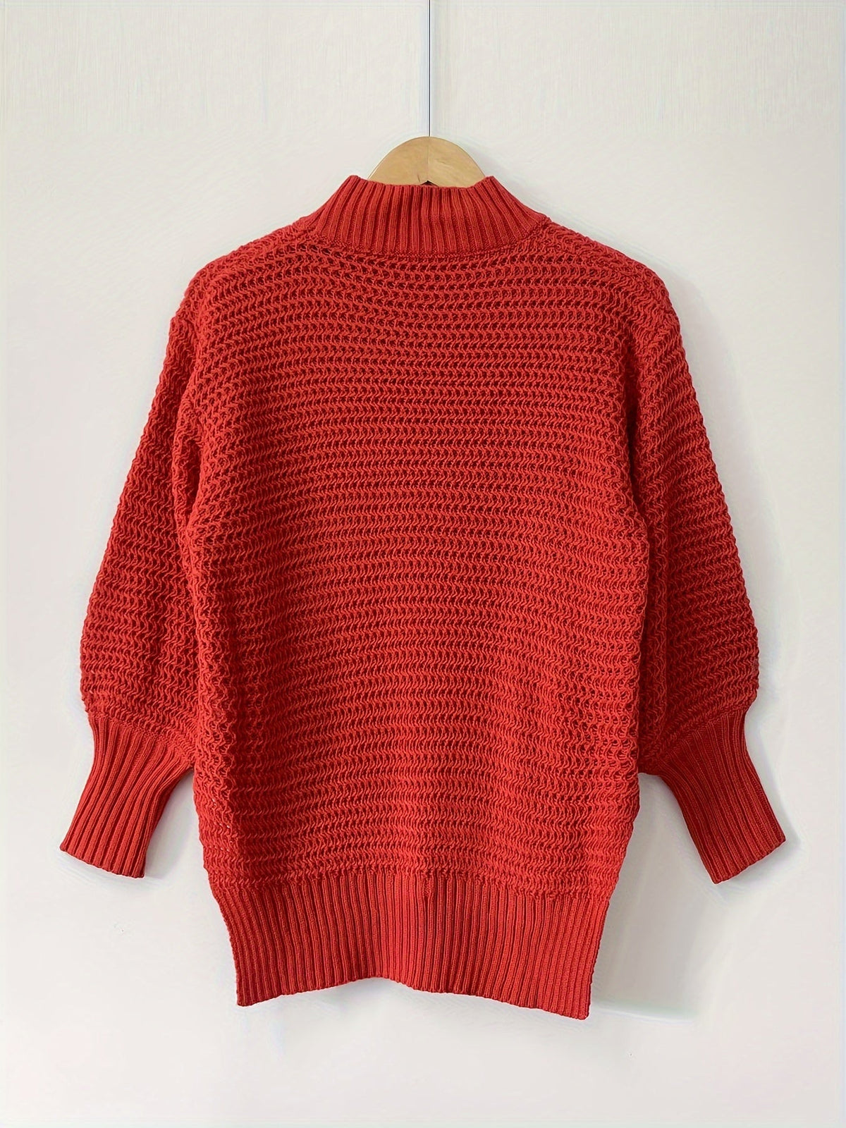 Kessoro women's textured high-low sweater in red, view 4 of 5