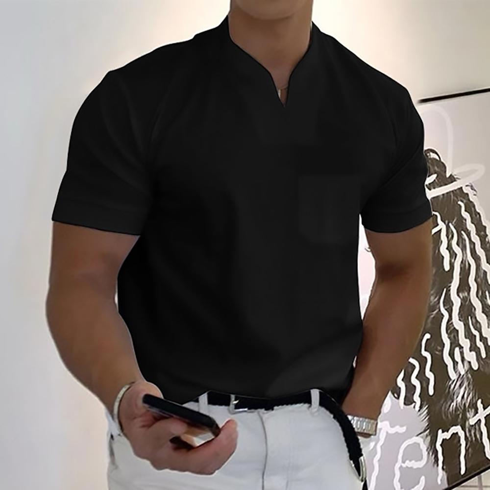 Men's refined collar short sleeve polo shirt in a ten-colour range, shown for menswear styling