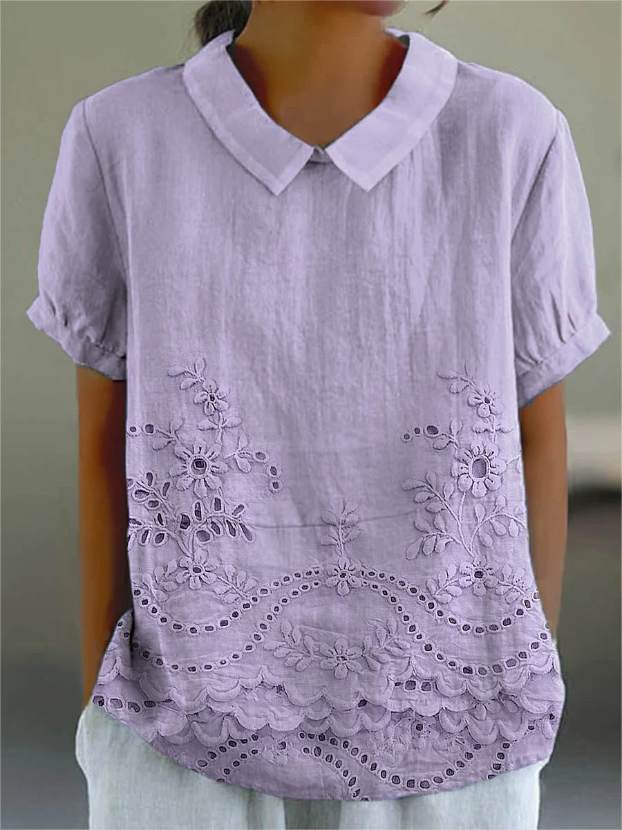 Kessoro women's floral embroidered casual shirt in pink, white, blue, green, purple, orange and red