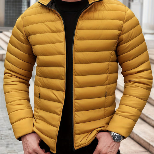 Kessoro men's lightweight windproof quilted jacket in yellow, black and green - product view 1