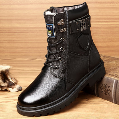 Kessoro men's insulated fleece-lined high-top cold-weather boots in black and brown