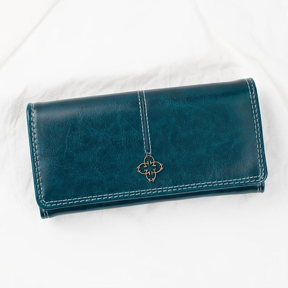Kessoro women's premium flap long wallet in red, black, brown and blue