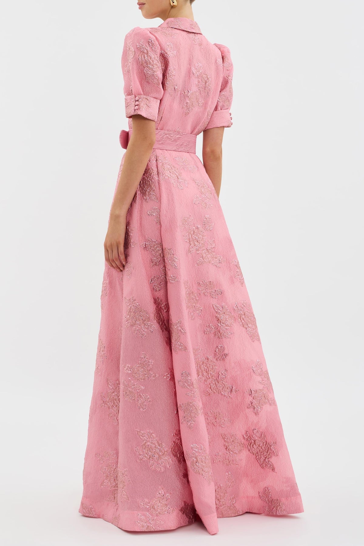 Kessoro women's short puff sleeve dress in pink