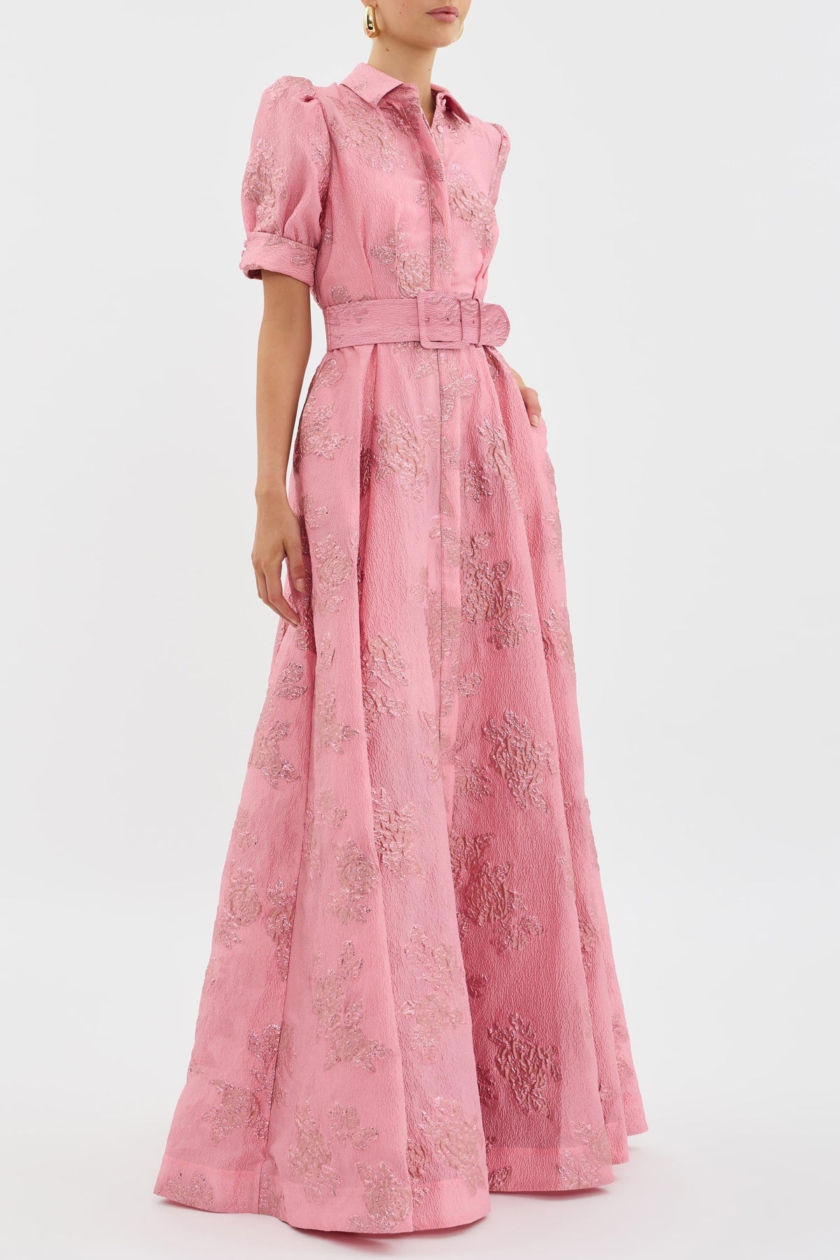 Kessoro women's short puff sleeve dress in pink