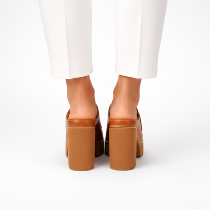 Kessoro women's classic platform strap heels in brown, black, beige, white and red, for women