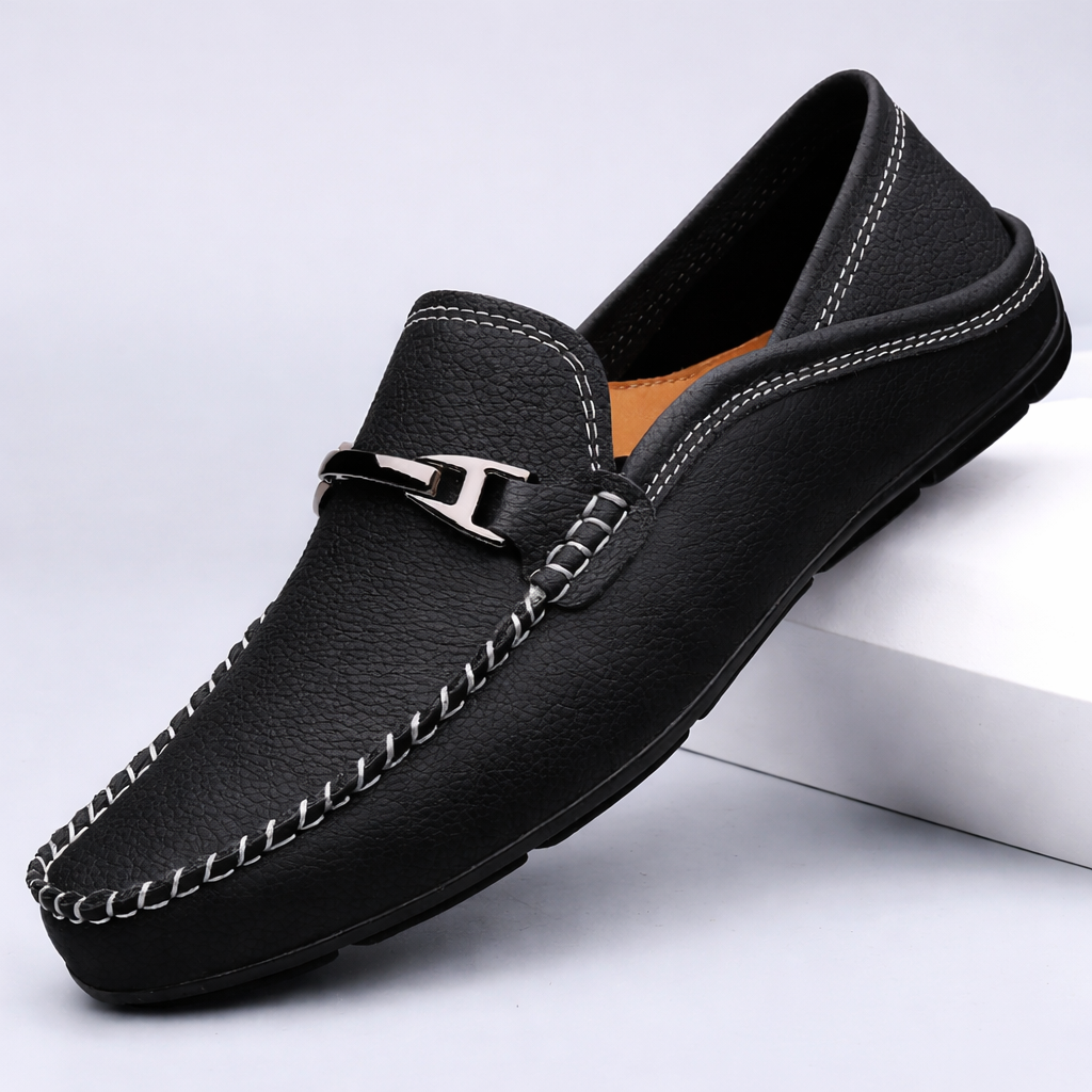 Kessoro men's classic premium slip-on loafers in blue, black and khaki
