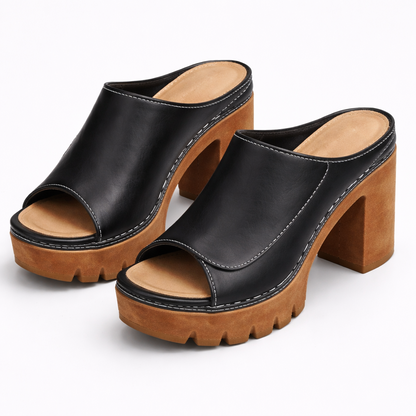 Kessoro women's classic platform strap heels in brown, black, beige, white and red, for women
