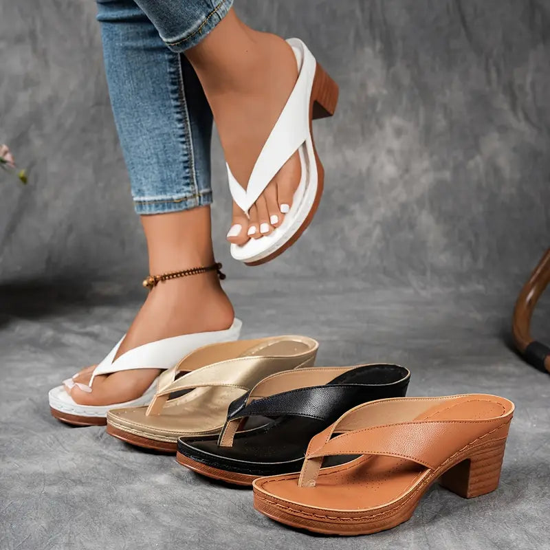 Kessoro women's cushioned premium heeled sandals in gold, black, brown and white