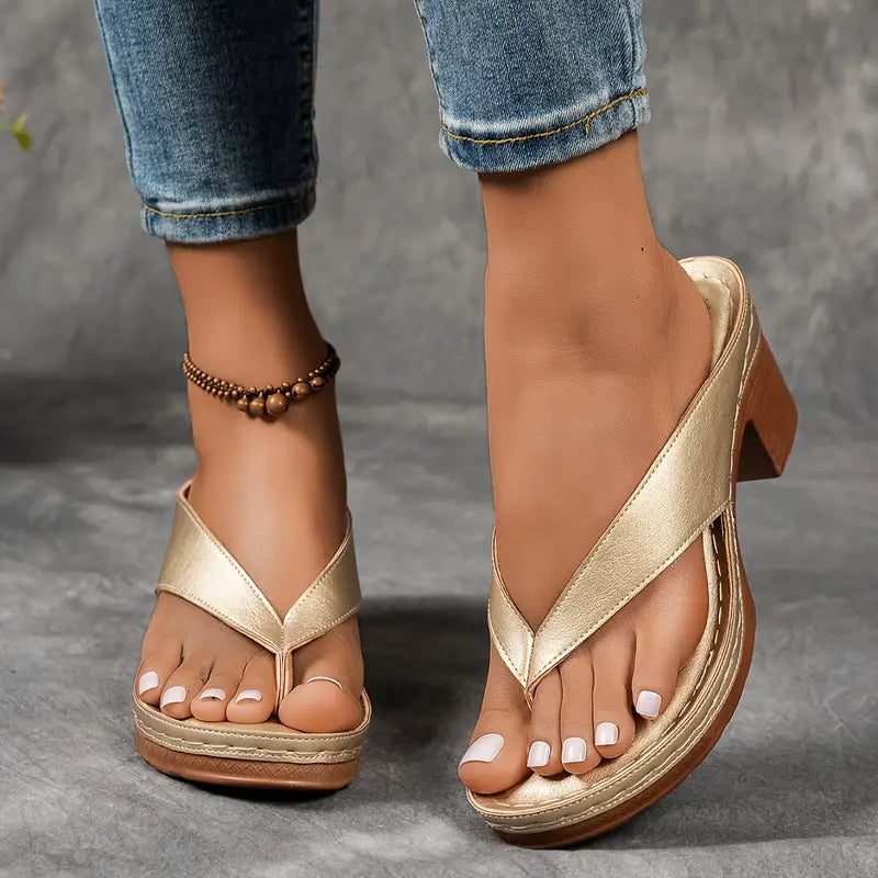 Kessoro women's cushioned premium heeled sandals in gold, black, brown and white