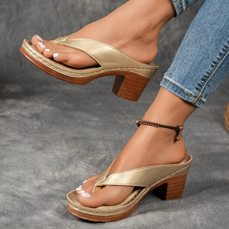 Kessoro women's cushioned premium heeled sandals in gold, black, brown and white