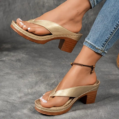 Kessoro women's cushioned premium heeled sandals in gold, black, brown and white