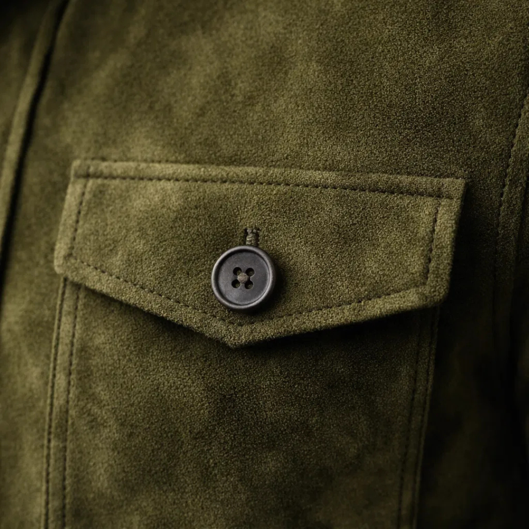 Kessoro men's suede multi-pocket field jacket in green, brown and black