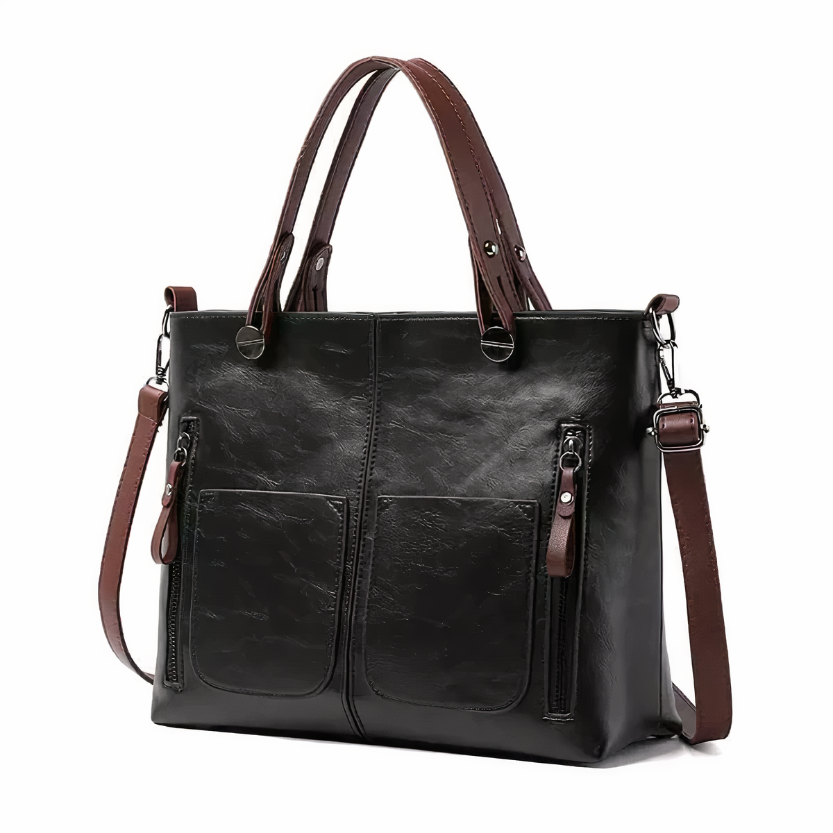 Kessoro women's classic exterior pocket satchel handbag in brown, black and gray