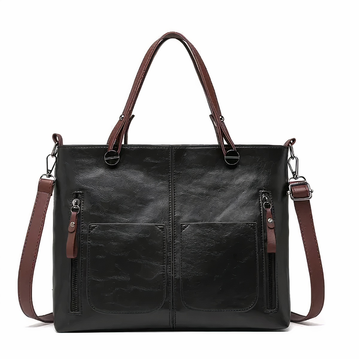 Kessoro women's classic exterior pocket satchel handbag in brown, black and gray