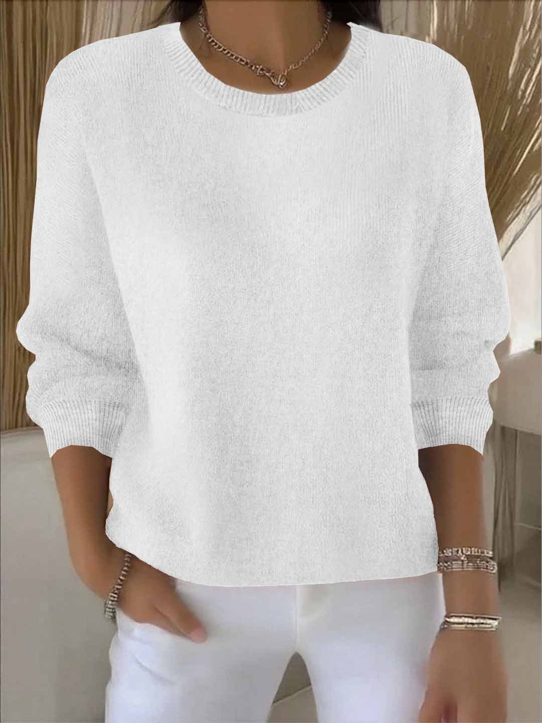 Kessoro women's relaxed round-neck knit sweater in pink, blue, cream, yellow and pastel colourways