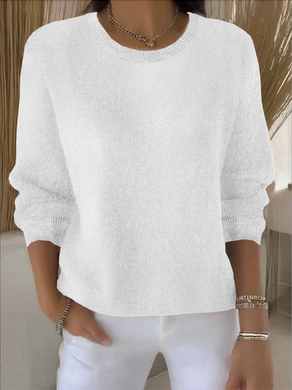 Kessoro women's relaxed round-neck knit sweater in pink, blue, cream, yellow and pastel colourways