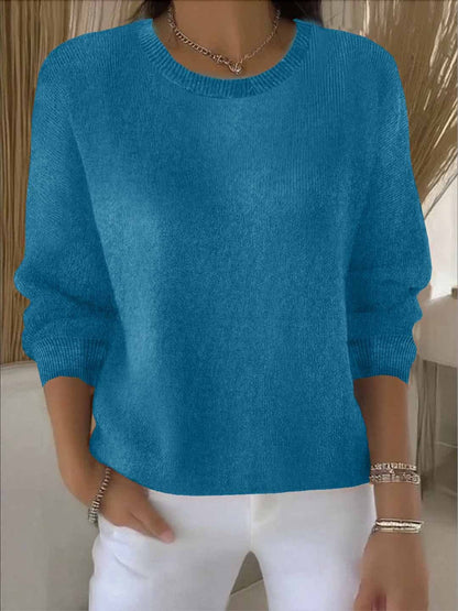Kessoro women's relaxed round-neck knit sweater in pink, blue, cream, yellow and pastel colourways