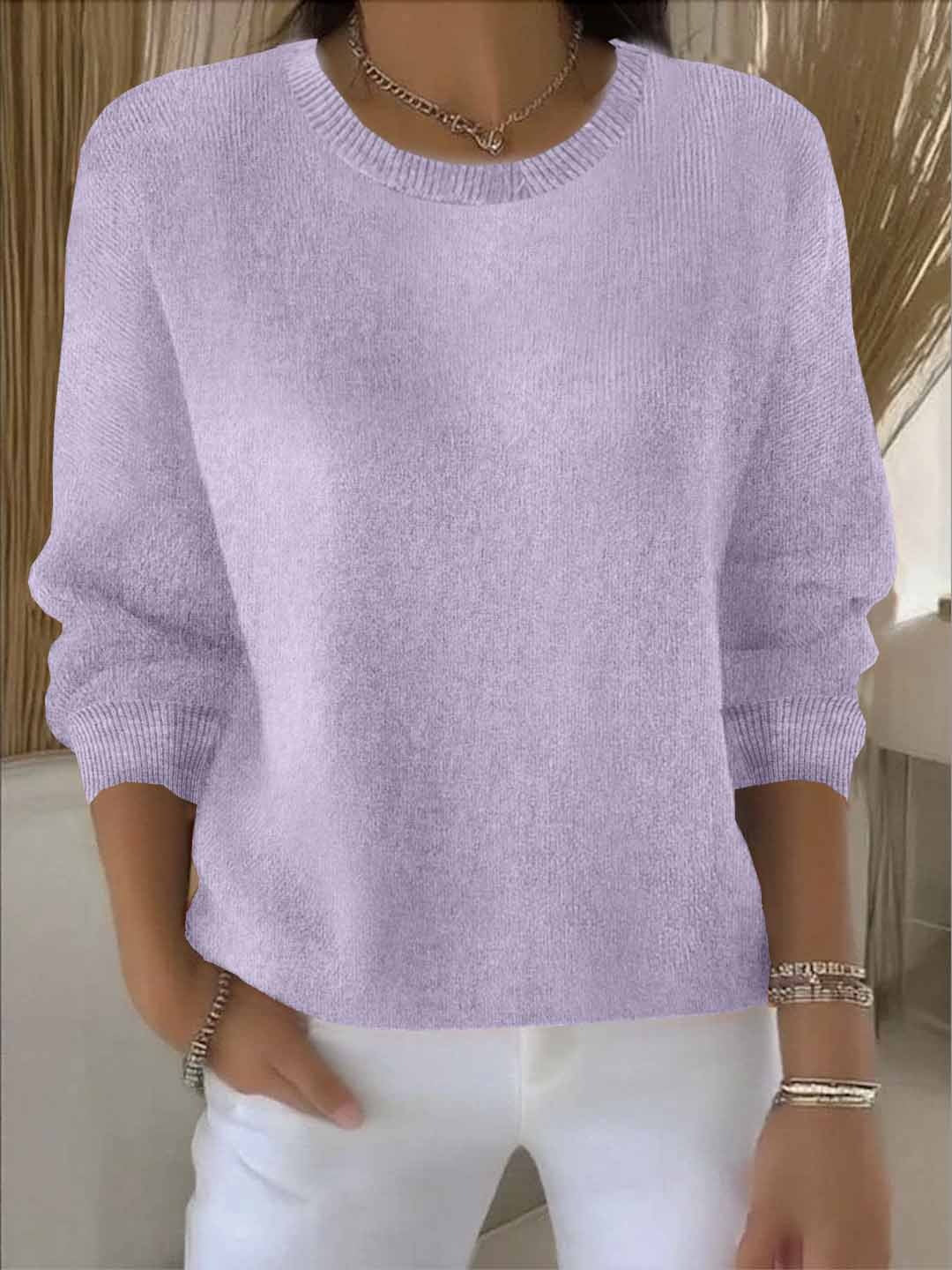 Kessoro women's relaxed round-neck knit sweater in pink, blue, cream, yellow and pastel colourways
