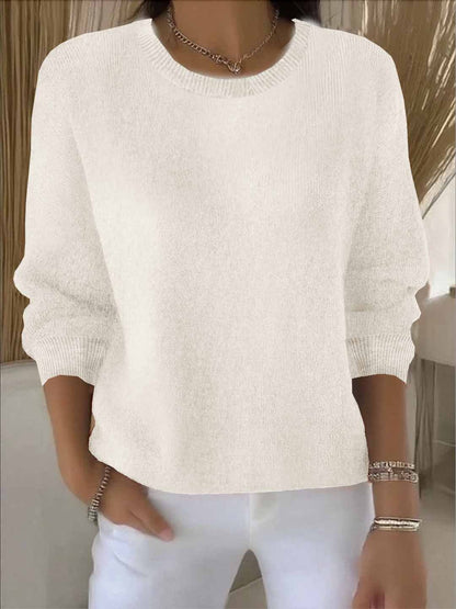 Kessoro women's relaxed round-neck knit sweater in pink, blue, cream, yellow and pastel colourways