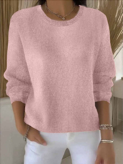 Kessoro women's relaxed round-neck knit sweater in pink, blue, cream, yellow and pastel colourways
