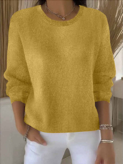 Kessoro women's relaxed round-neck knit sweater in pink, blue, cream, yellow and pastel colourways